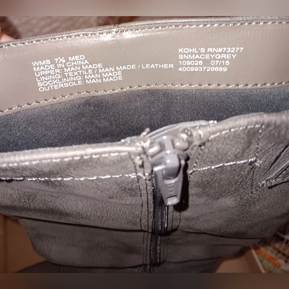 Sonoma~Women's Gray Knee-High Leather Boots Chunky Heel - Picture 2 of 13